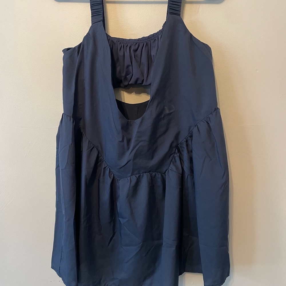 Sporty Navy Sleeveless Dress with Cutout